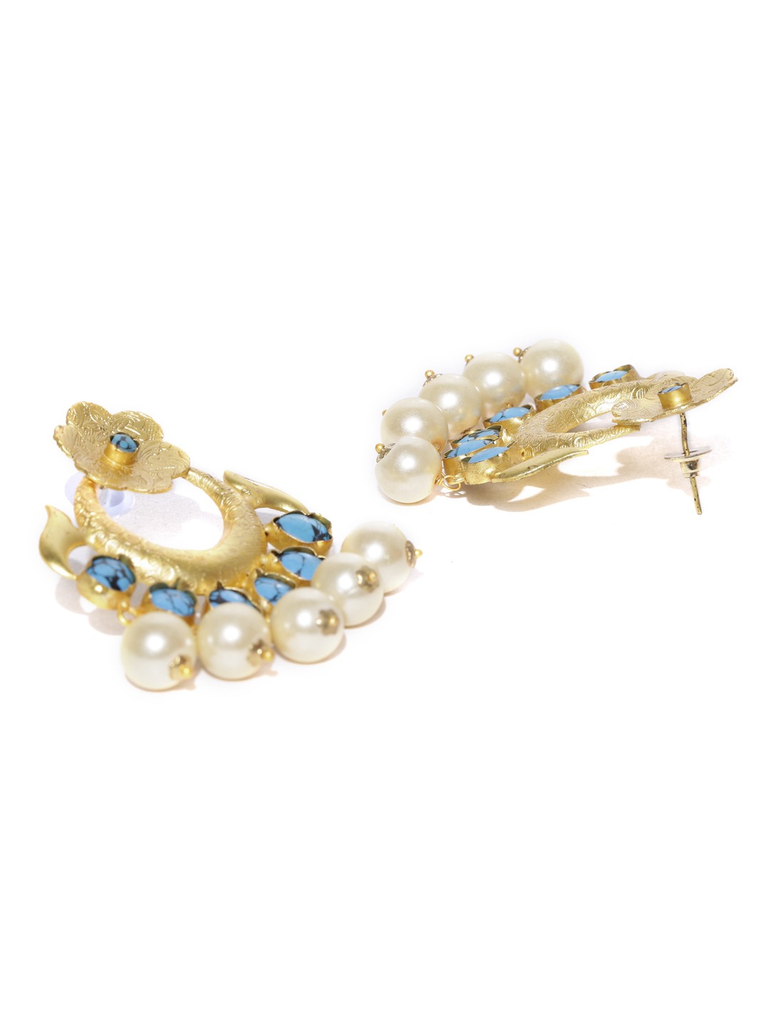 YouBella Blue Gold-Plated Crescent Shaped Chandbalis